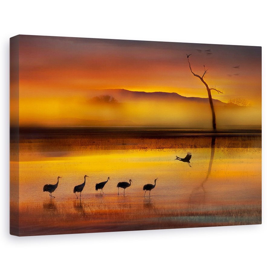 Tablou canvas - In Asteptarea Ta, Lac, Macara, Pasare, 20 x 30 cm