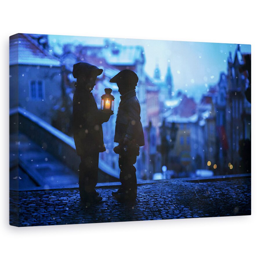 Tablou canvas - Flacara Mica, Noapte, Strada, Copil, Lampa, 20 x 30 cm