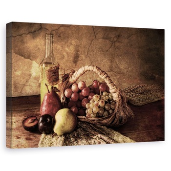 Tablou canvas - Struguri, Cos, Pere, Prune, Masa, 20 x 30 cm Tablou canvas - Struguri, Cos, Pere, Prune, Masa, 20 x 30 cm