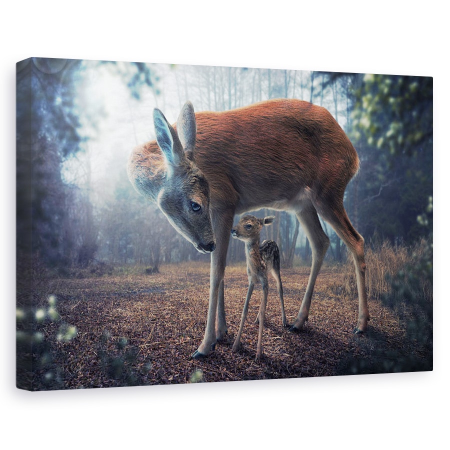 Tablou canvas - Mama Si Puiul, Ireal, Caprioara, Animal, Dragut, 40 x 60 cm