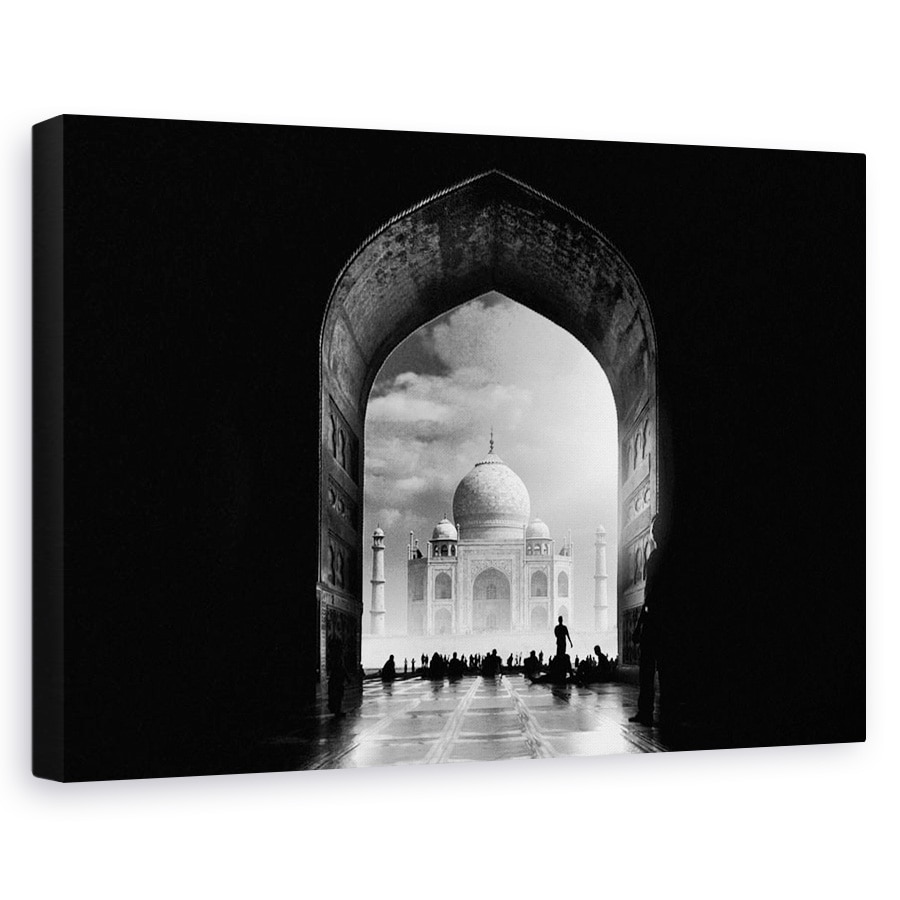Tablou canvas - Taj Mahal, Alb-Negru, Intuneric, Textura, Poarta, 40 x 60 cm