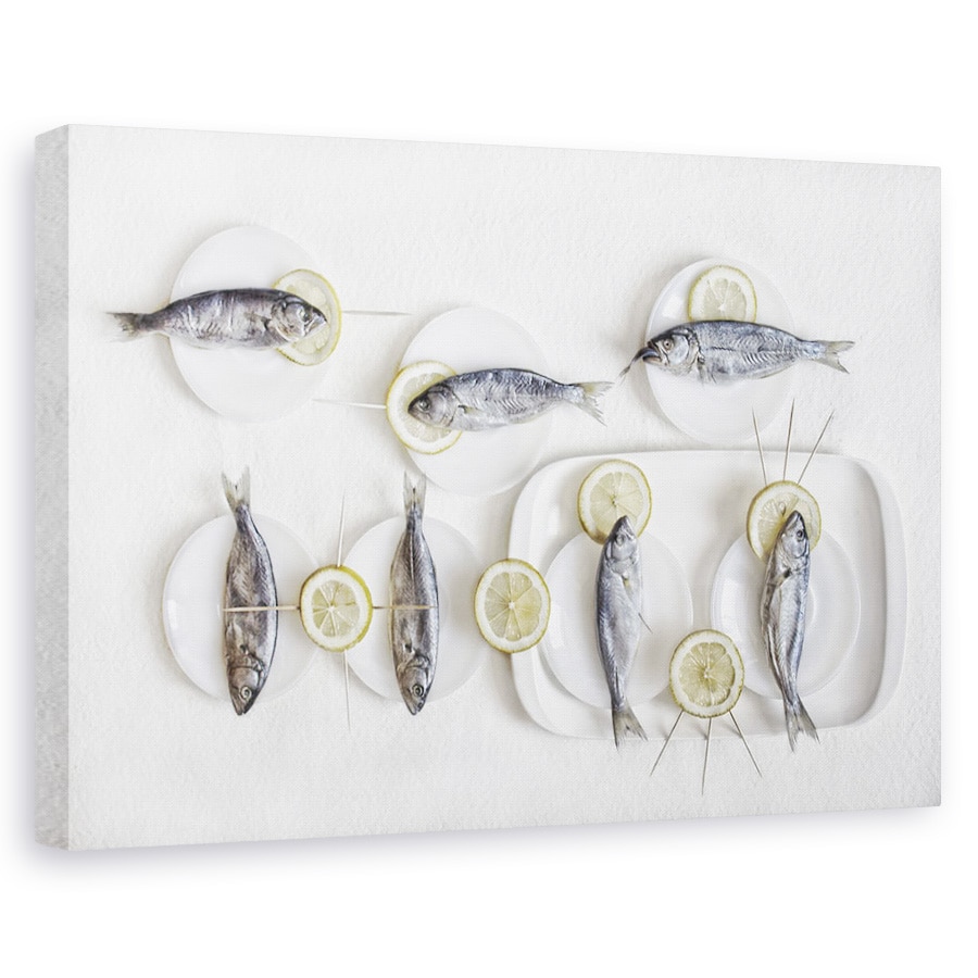 Tablou canvas - Natura Moarta Cu Peste, Punct, Natura Moarta, Alimente, 20 x 30 cm