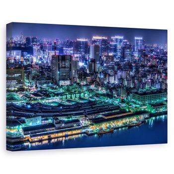 Tablou canvas - Tokyo, Noapte, Peisaj Urban, Cer, Culori, 40 x 60 cm Tablou canvas - Tokyo, Noapte, Peisaj Urban, Cer, Culori, 40 x 60 cm