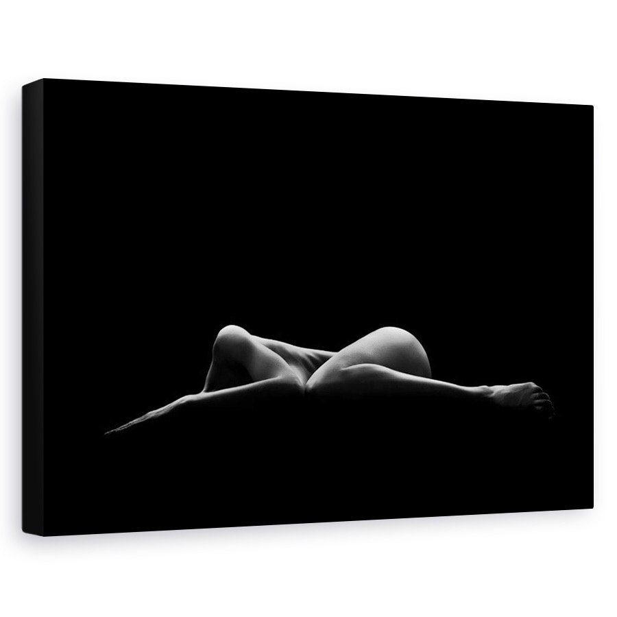 Tablou canvas - Bodyscape, Nud, Alb-Negru, Corp, Intuneric, 20 x 30 cm
