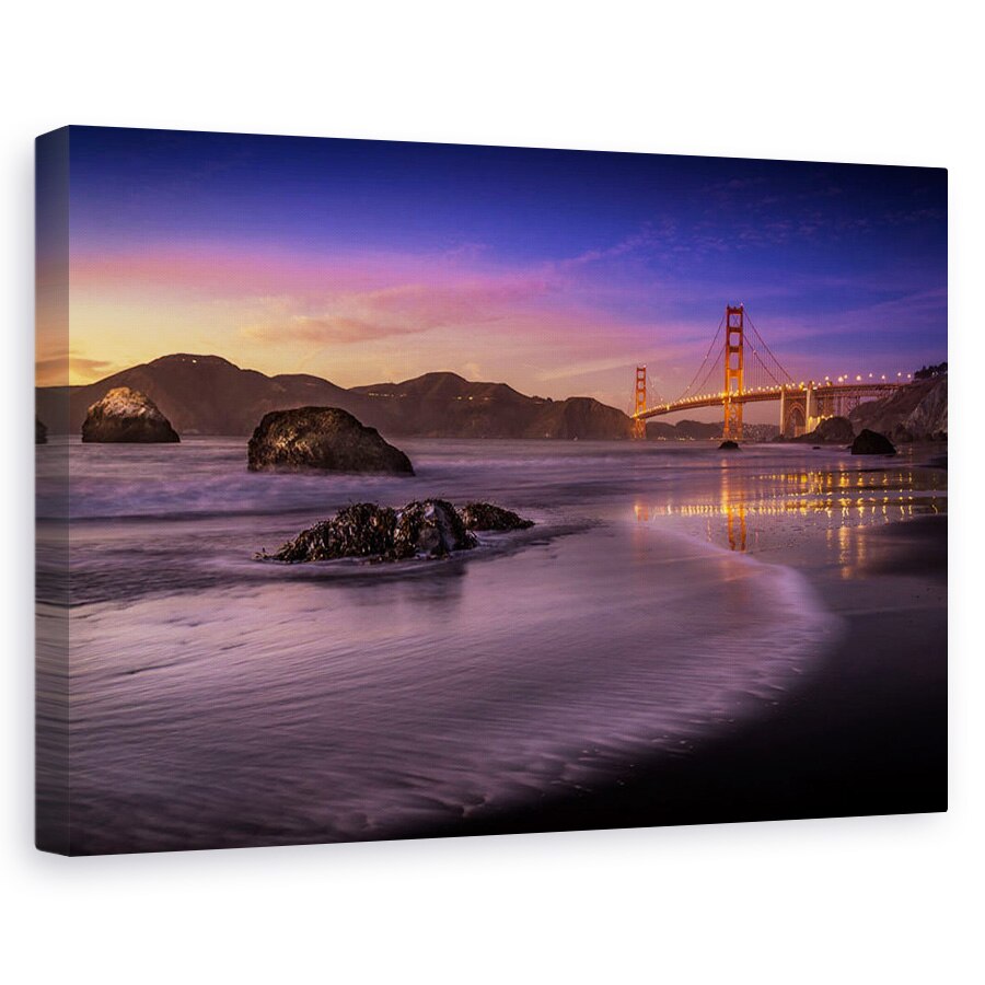Tablou canvas - Podul Golden Gate In Lumina Zilei, Noapte, Arhitectura, California, 40 x 60 cm
