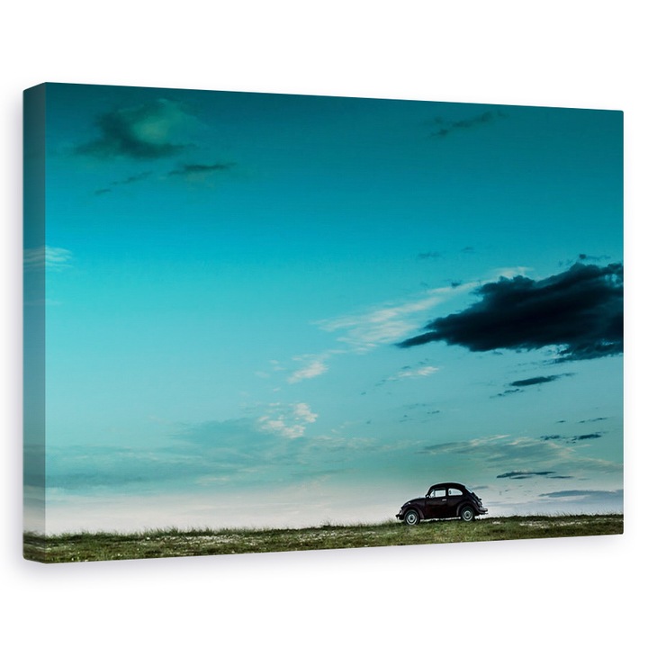 Tablou canvas - Red VW Beetle, Volkswagen, Automobil, Masina Clasica, 40 x 60 cm