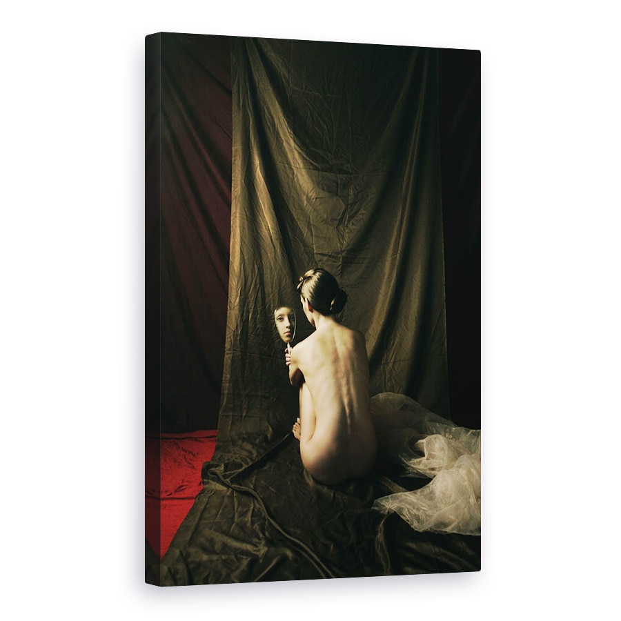 Tablou canvas - Maria Cu Oglinda, Nud, Dezbracat, Oglinda, De Sine, 40 x 60  cm - eMAG.ro