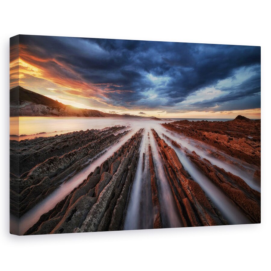 Tablou canvas - Zumaia Flysch 6, Peisaj, Peisaj Marin, Stanca, Piatra, Perspectiva, 20 x 30 cm