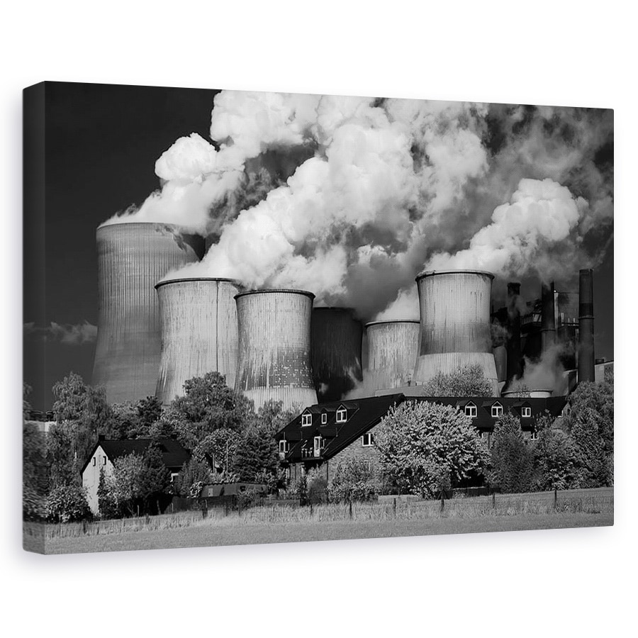 Tablou canvas - Vecinul Cel Bun, Industrie, Industrial, Fum, Poluare, Fabrica, 20 x 30 cm