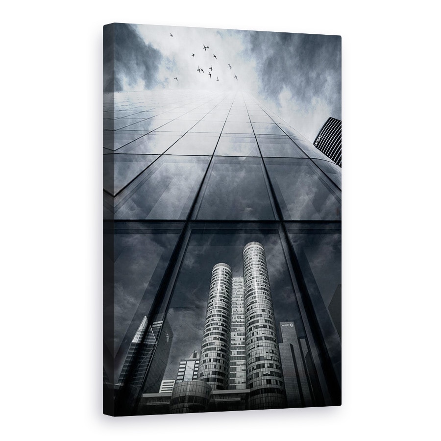 Tablou canvas - Reflectii Urbane, Oras, Arhitectura, Paris, Pasari, Cer, 20 x 30 cm