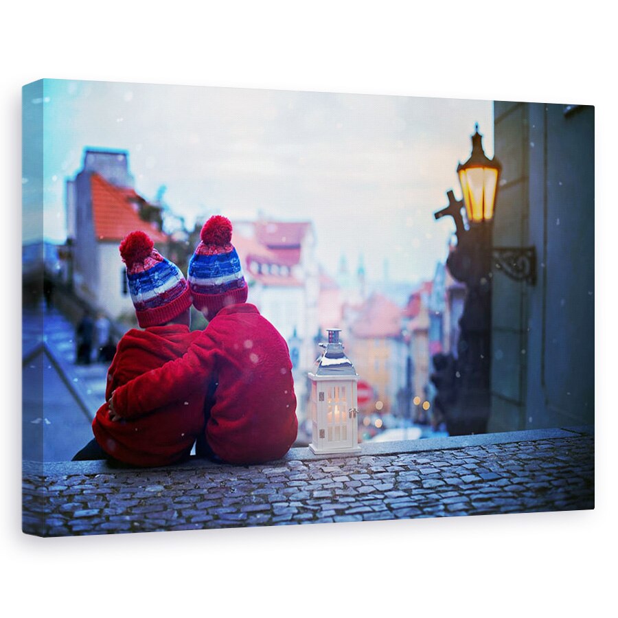 Tablou canvas - Amurg, Prietenie, Strada, Peisaj Urban, Oras, Ninsoare, 20 x 30 cm