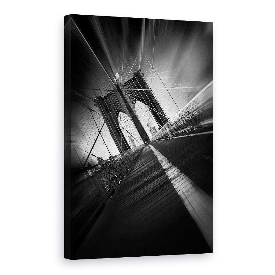 Tablou canvas - Podul Brooklyn, New York, Alb-Negru, Manhattan, 20 x 30 cm