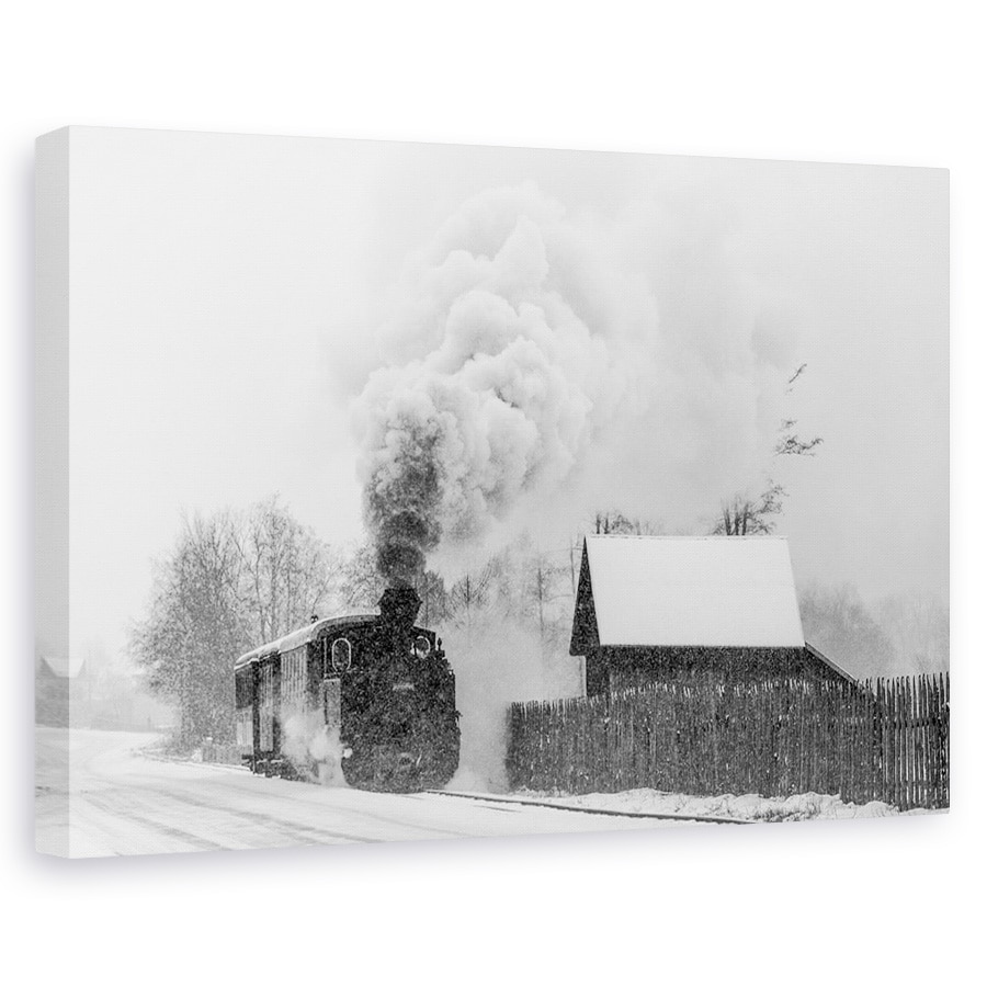 Tablou canvas - Vechiul Tren Hutulca, Tren Cu Aburi, Sat, Rural, Gard, 20 x 30 cm