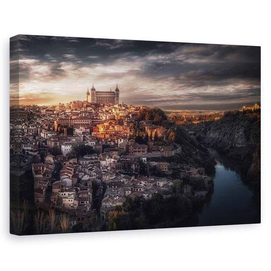 Tablou canvas - Toledo, Spania, Apus De Soare, Sat, Castel, 20 x 30 cm
