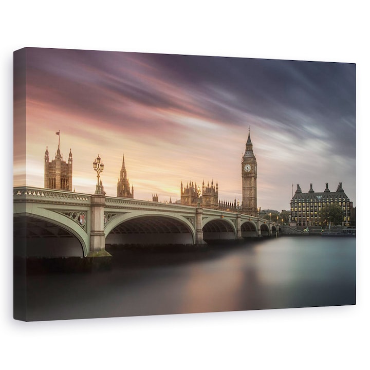 Big Ben, London, város, építészet, London, híd, városi táj - Vászonkép, 40 x 60 cm