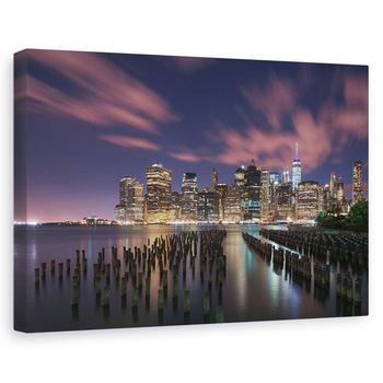 Tablou canvas - New York Pe Timp De Noapte, Oras, 40 x 60 cm Tablou canvas - New York Pe Timp De Noapte, Oras, 40 x 60 cm