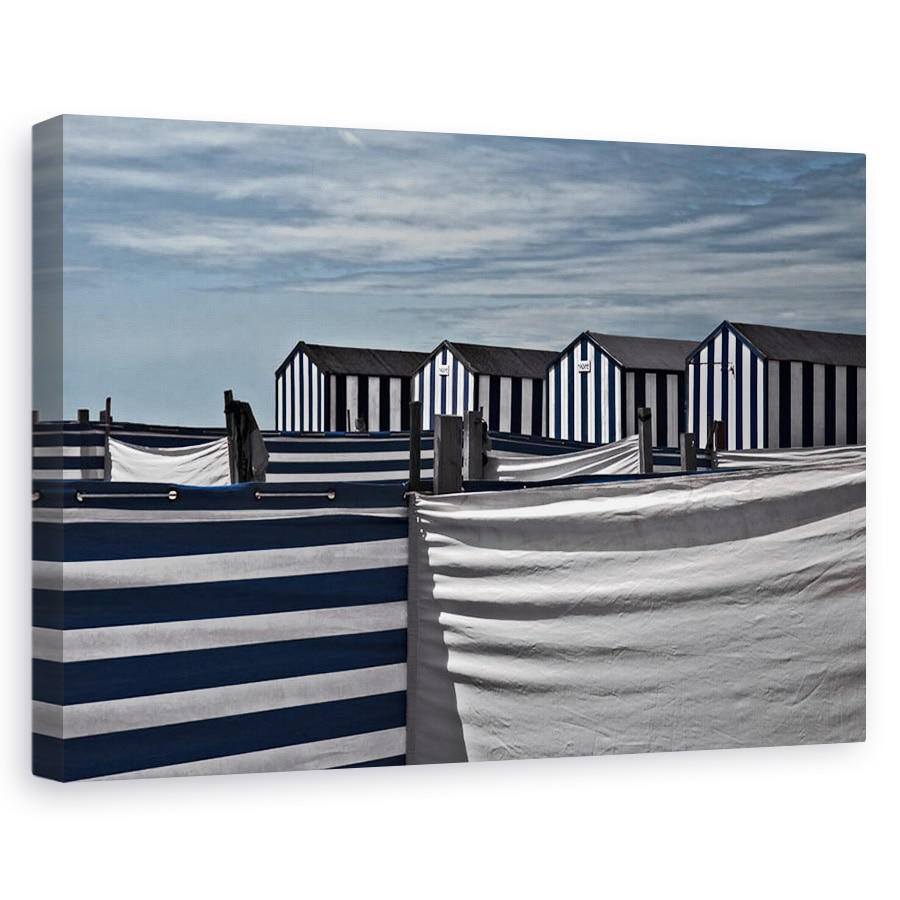 Tablou canvas - Comportament Teritorial, Plaja, Baraca, Albastru, Panza, Alb, 20 x 30 cm