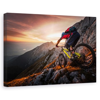 Tablou canvas - Cu Bicicleta In Apusul Auriu, In Aer Liber, Aventura, 40 x 60 cm Tablou canvas - Cu Bicicleta In Apusul Auriu, In Aer Liber, Aventura, 40 x 60 cm