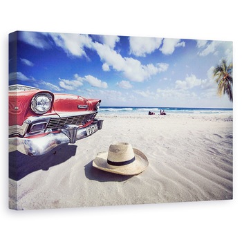 Tablou canvas - Varadero, Cuba, Palarie, Masina, Clasic, 80x120 cm Tablou canvas - Varadero, Cuba, Palarie, Masina, Clasic, 80x120 cm