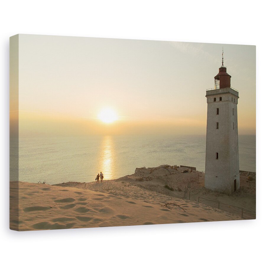 Tablou canvas - Timp De Vara, Soare, Apus De Soare, Far, Mare, Cuplu, 20 x 30 cm