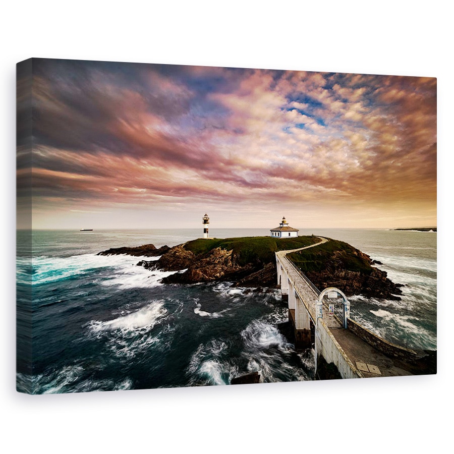 Tablou canvas - Pancha Rasarit De Soare, Mare, Peisaj Marin, Far, Nori, 40 x 60 cm