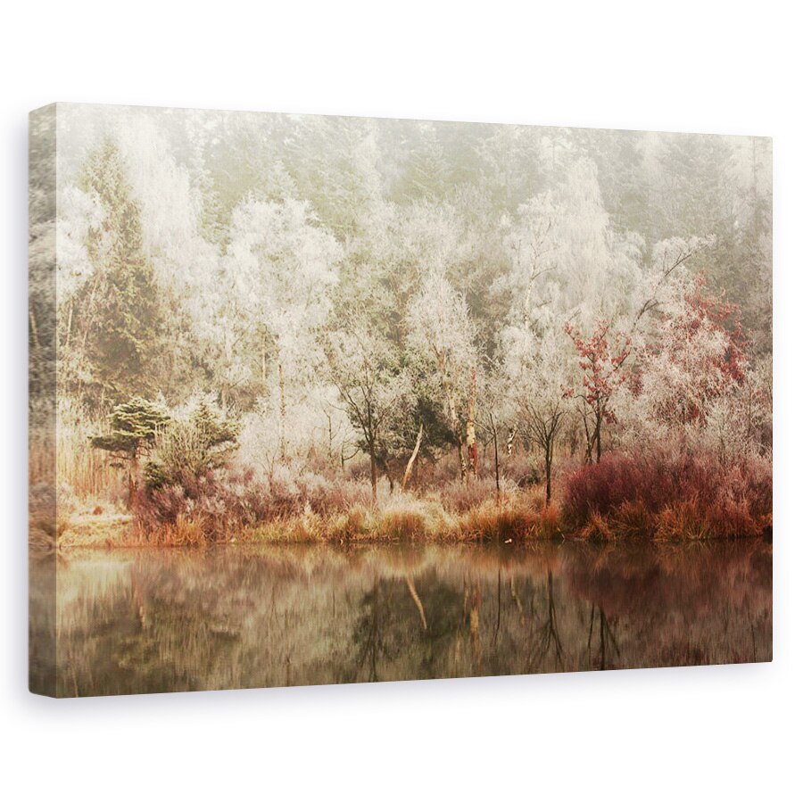 Tablou canvas - Inghetat, Peisaj, Iarna, Copaci, Lac, 20 x 30 cm