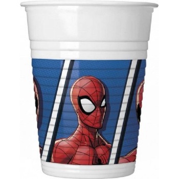 Set 8 pahare plastic spiderman, multicolor, 200 ml Set 8 pahare plastic spiderman, multicolor, 200 ml