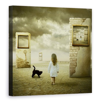 Tablou canvas - Cheia Schelet, Fata, Putin, Pisica, Negru, 40 x 40 cm Tablou canvas - Cheia Schelet, Fata, Putin, Pisica, Negru, 40 x 40 cm