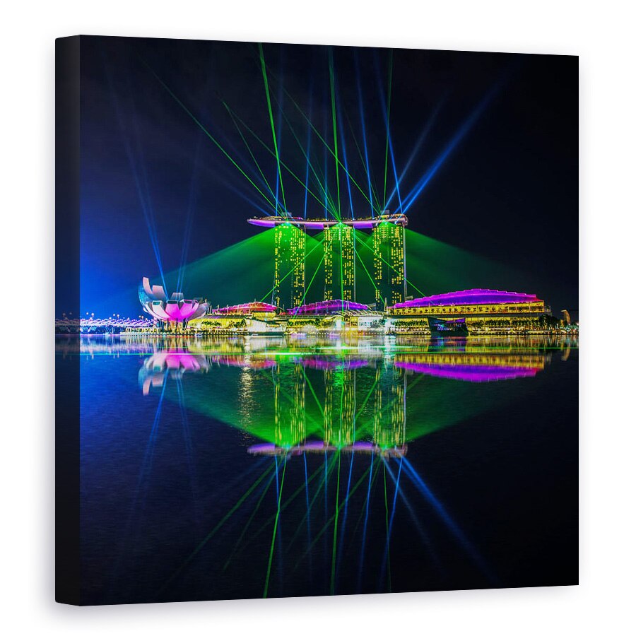 Tablou canvas - Singapore Marina Bay, Arhitectura, Noapte, Golf, 40 x 40 cm
