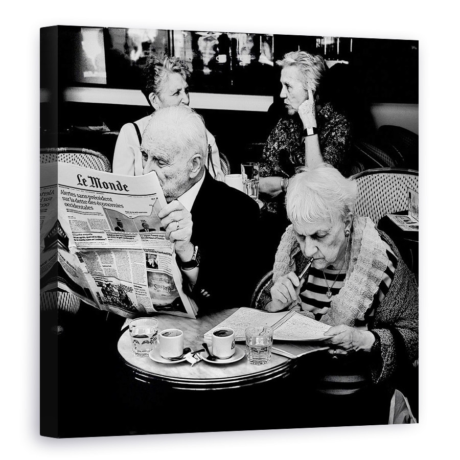 Tablou canvas - Implicare, Strada, Femeie, Paris, Alb-Negru, Oameni, 70 x 70 cm