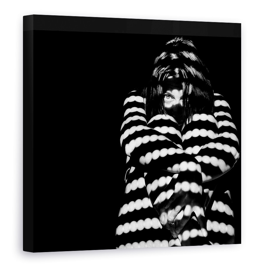 Tablou canvas - Te Vad, Umbra, Alb-Negru, Femeie, Ochi, Sezand, 40 x 40 cm