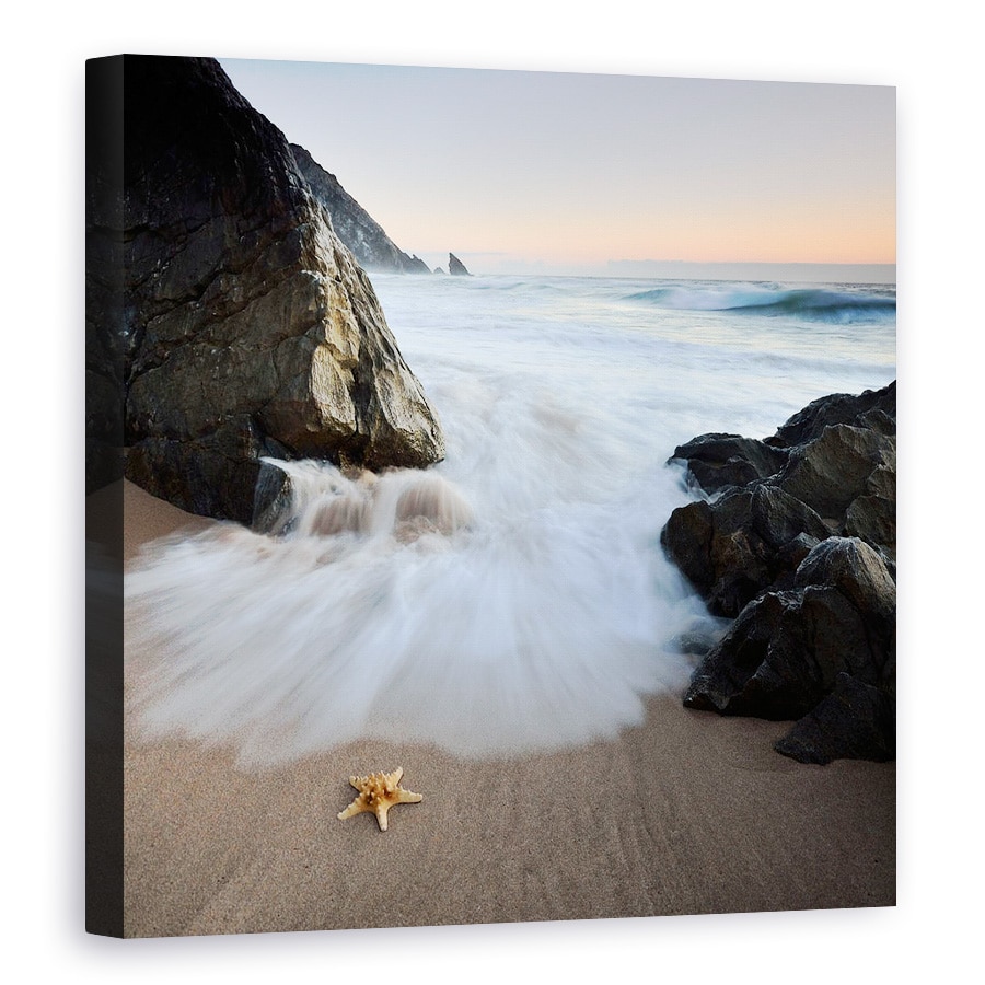 Tablou canvas - Flux De Vara, Peisaj, Patrat, Stanci, Plaja, Val, 80 x 80 cm