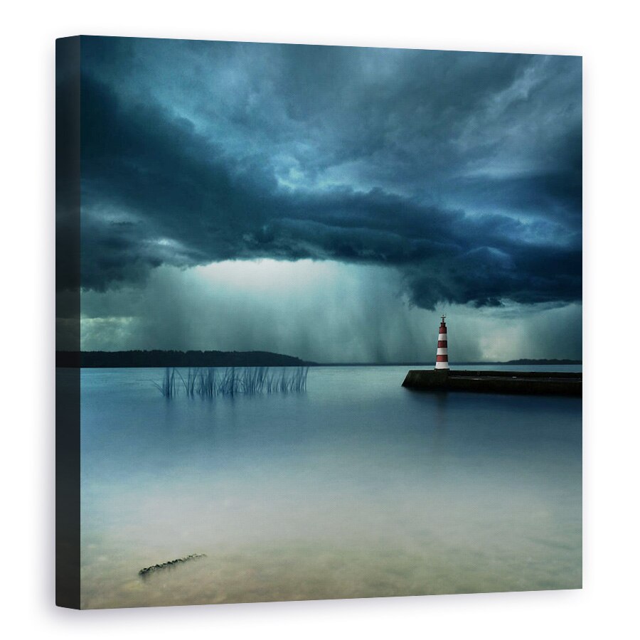 Tablou canvas - Peisaj, Furtuna, Peisaj, Far, Maritim, Pier, 40 x 40 cm