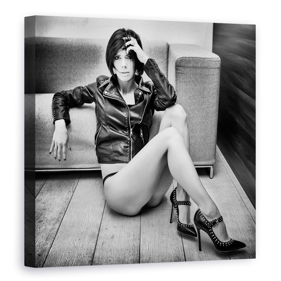 Tablou canvas - Jacheta De Piele, Pantofi, Picioare, Pantof, Picior, Portret, 100 x 100 cm