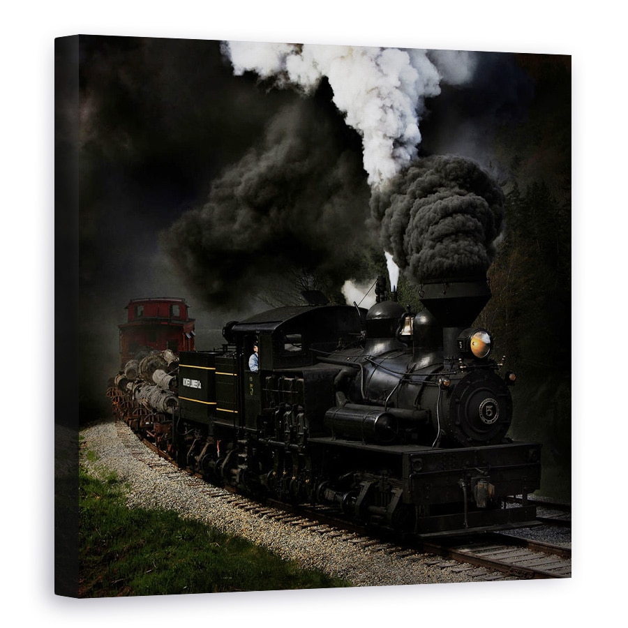 Tablou canvas - Sufla In Fluier, Abur, Tren, Fum, Feroviar, Cale Ferata, 70 x 70 cm