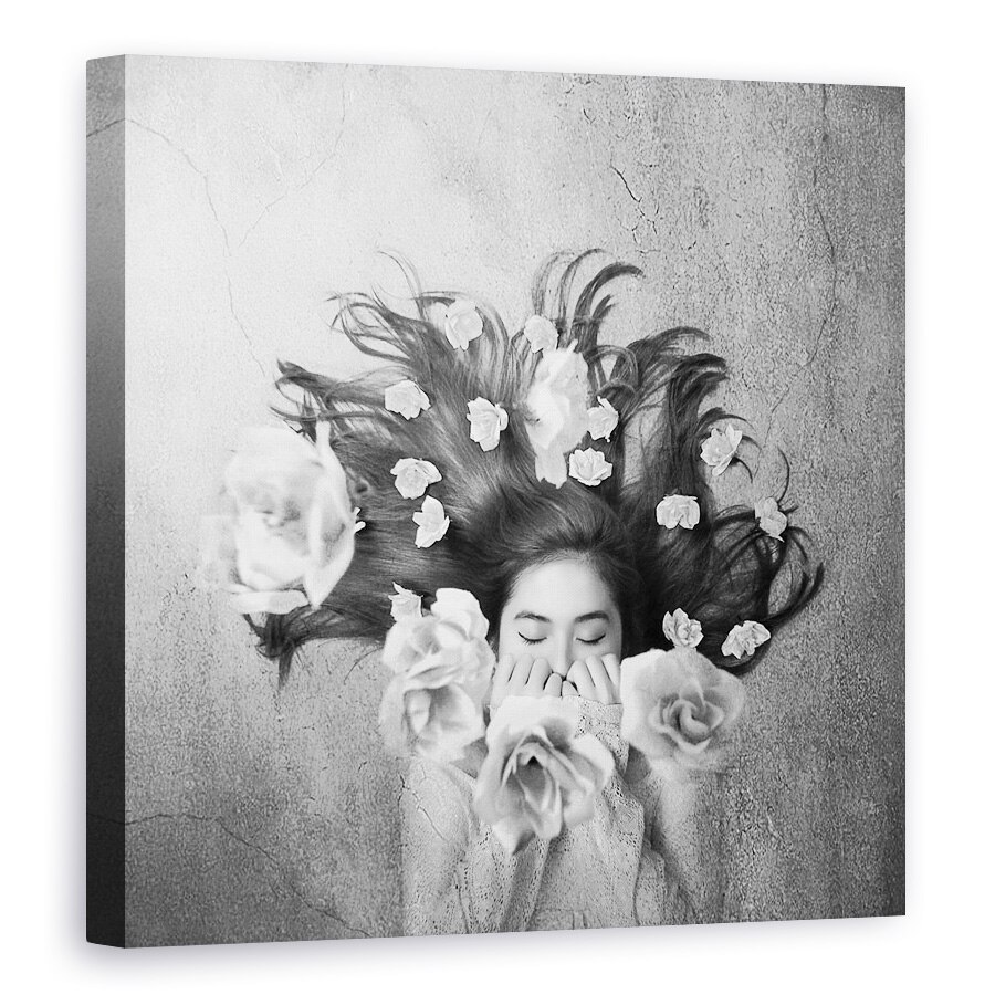 Tablou canvas - Somn, Par, Flori, Portret, Crapa, 40 x 40 cm