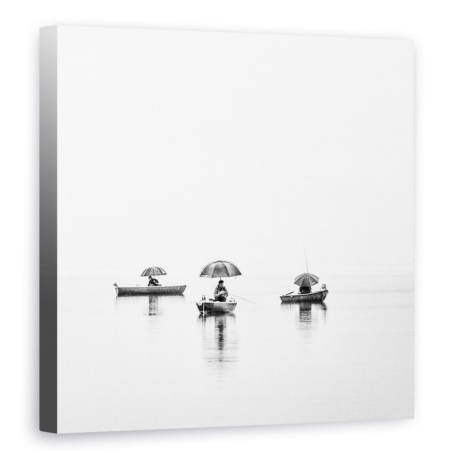 Tablou canvas - Lumea Pescarilor, Lac, Umbrela, Reflectie, Peisaj, 70 x 70 cm
