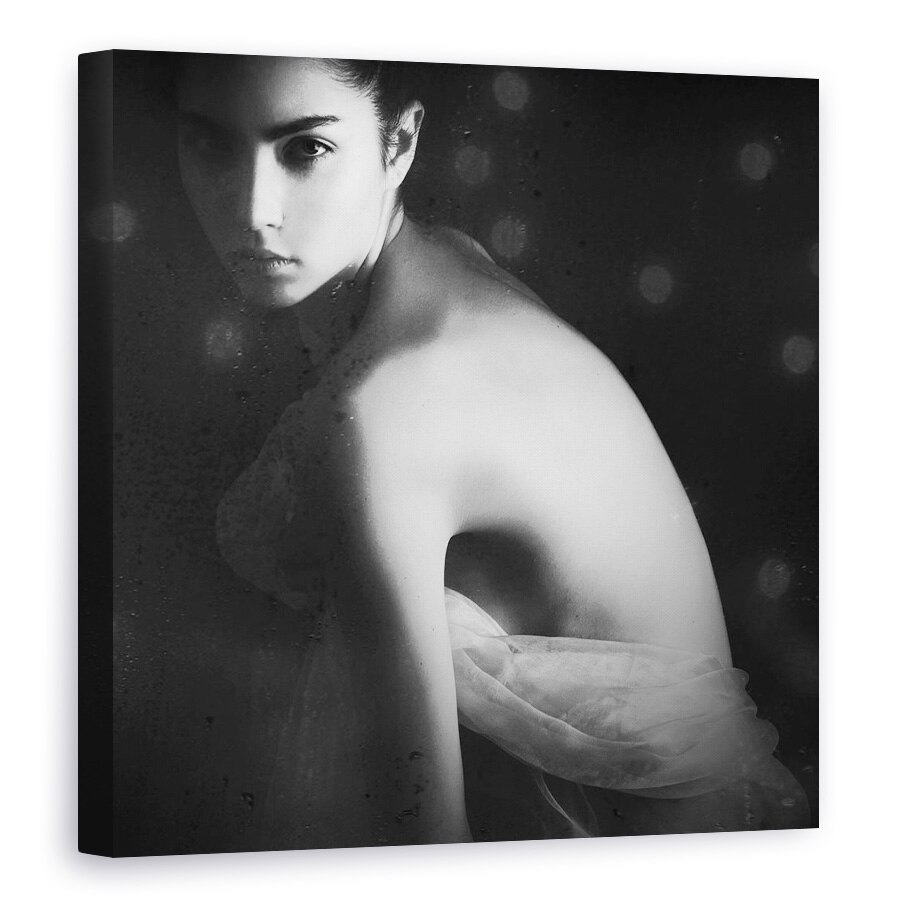 Tablou canvas - Secrete, Alb-Negru, Studio, Model, Portret, Persoana, 80 x 80 cm