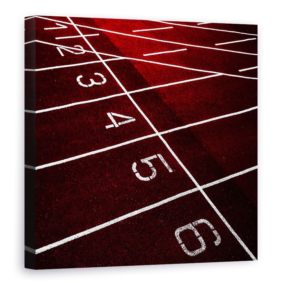 Tablou canvas - Grila De Pornire, Abstract, Atletism, Numere, Linii, Rosu, 80 x 80 cm