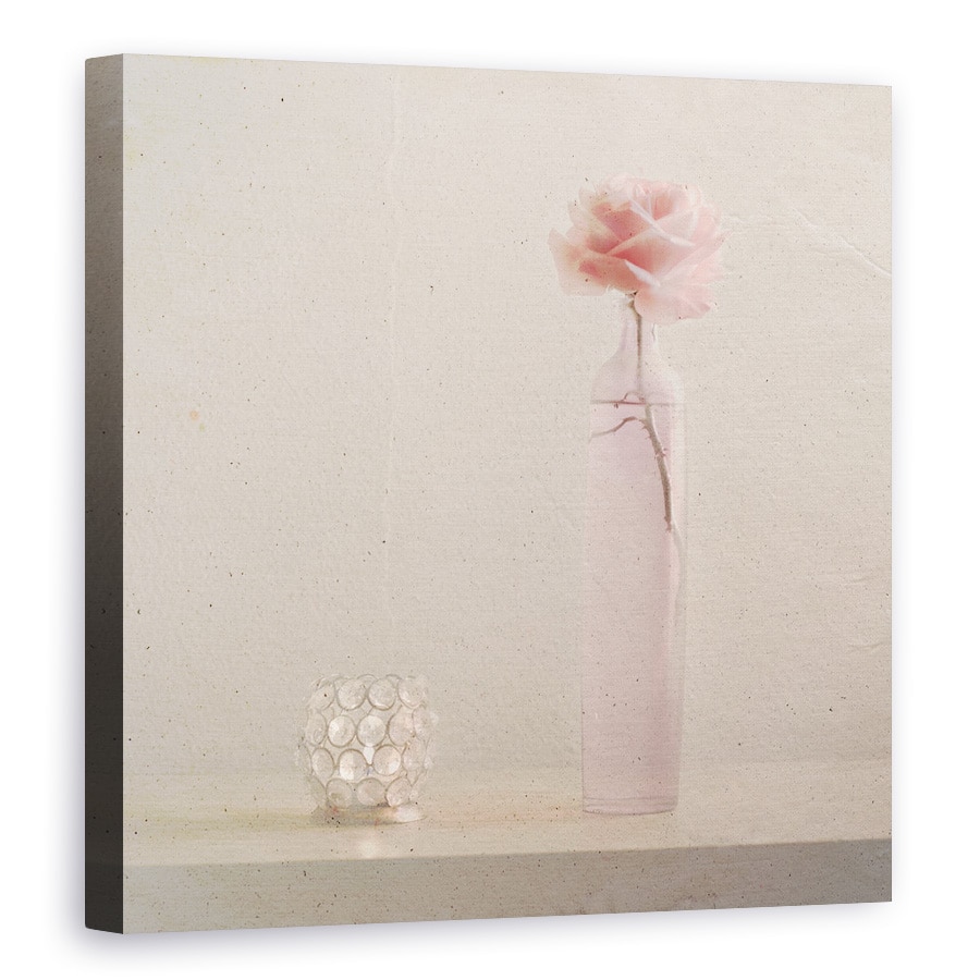 Tablou canvas - Lasa Lumina Aprinsa, Roz, Romantism, Natura Moarta, Floare, 60 x 60 cm