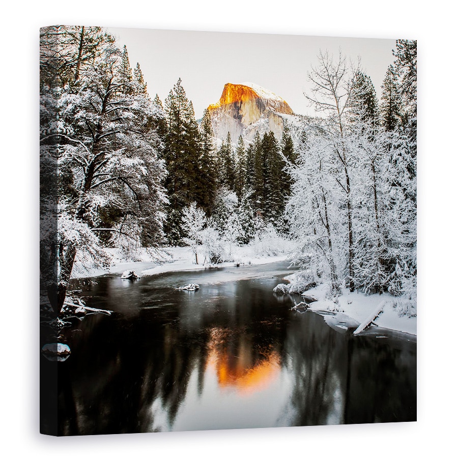 Tablou canvas - Ultimul Soare, Peisaj, Iarna, Rece, Zapada, Inghet, 100 x 100 cm