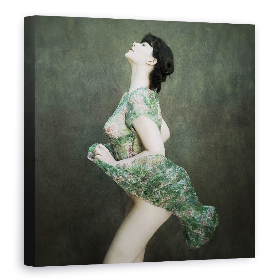 Tablou canvas - Chloe, Rochie, Nud, Dezbracat, Verde, Model, 100 x 100 cm