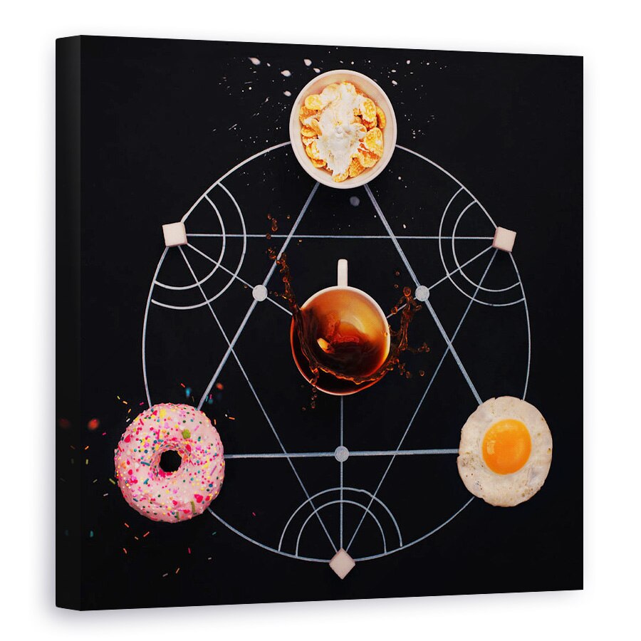 Tablou canvas - Alchimie Pentru Micul Dejun, Geometrie, Cana, Cafea, Gogoasa, 80 x 80 cm