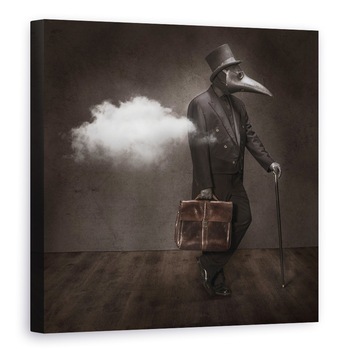 Tablou canvas - Si Apoi A Sosit, Om, Masca, Nor, Fum, Baston, 80 x 80 cm Tablou canvas - Si Apoi A Sosit, Om, Masca, Nor, Fum, Baston, 80 x 80 cm