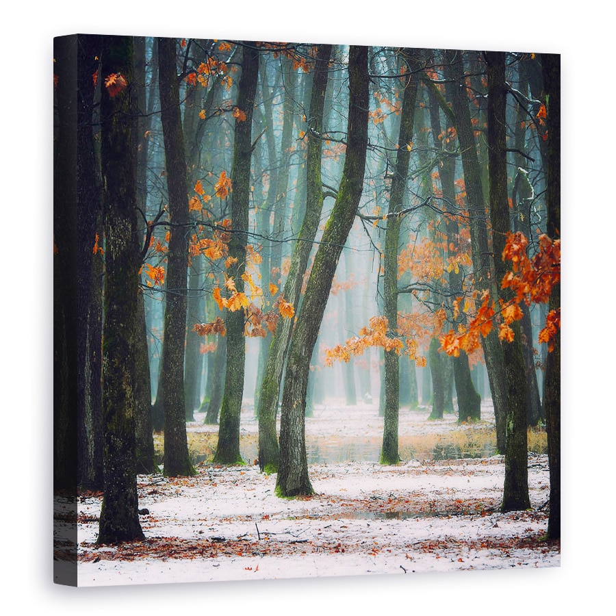 Tablou canvas - Toamna In Sufletul Meu, Rosu, Portocaliu, Frunze, 60 x 60 cm