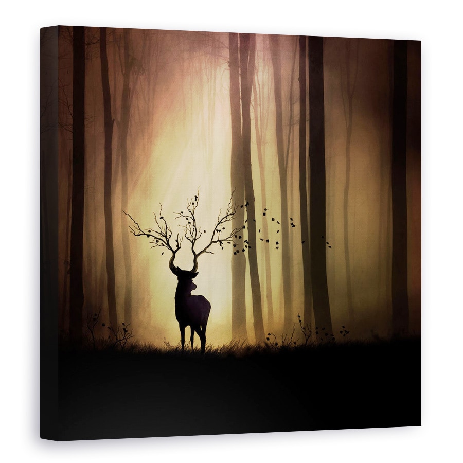 Tablou canvas - Legendele Toamnei, Padure, Toamna, Animal, Umbra, Silueta, 60 x 60 cm