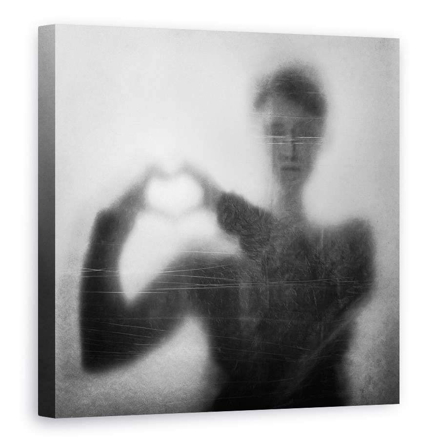 Tablou canvas - Inima Peste Cap, Mana, Degetele, Fata, 40 x 40 cm