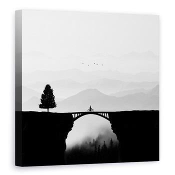Tablou canvas - Vacanta De Vis, Pod, Bicicleta, Copac Singuratic, 70 x 70 cm Tablou canvas - Vacanta De Vis, Pod, Bicicleta, Copac Singuratic, 70 x 70 cm