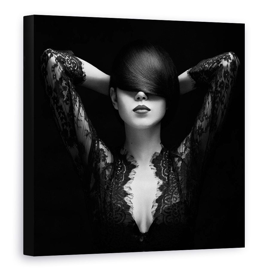 Tablou canvas - Nu Te Vad, Portret, Dantela, Fata, Model, Moda, 100 x 100 cm