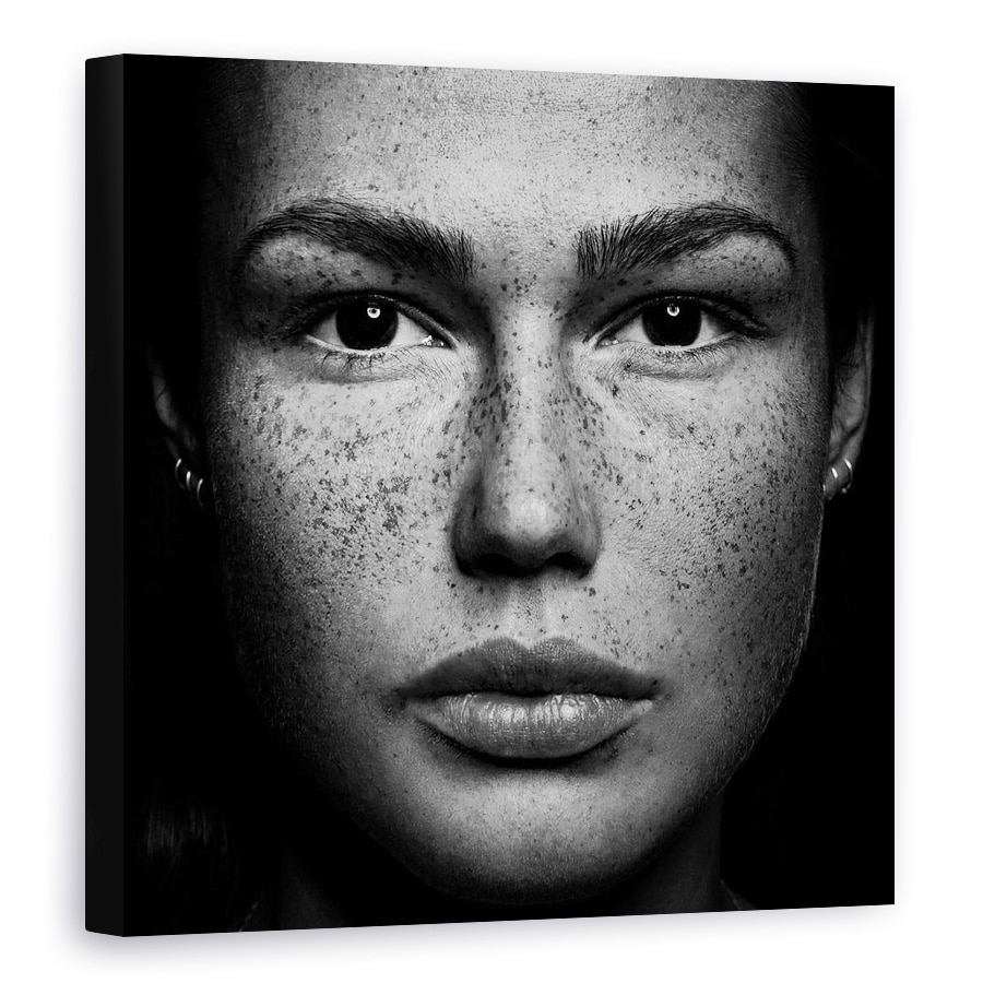 Tablou canvas - Romi, Pistrui, Frumusete, Fata, Femeie, Alb Si Negru, 80 x 80 cm